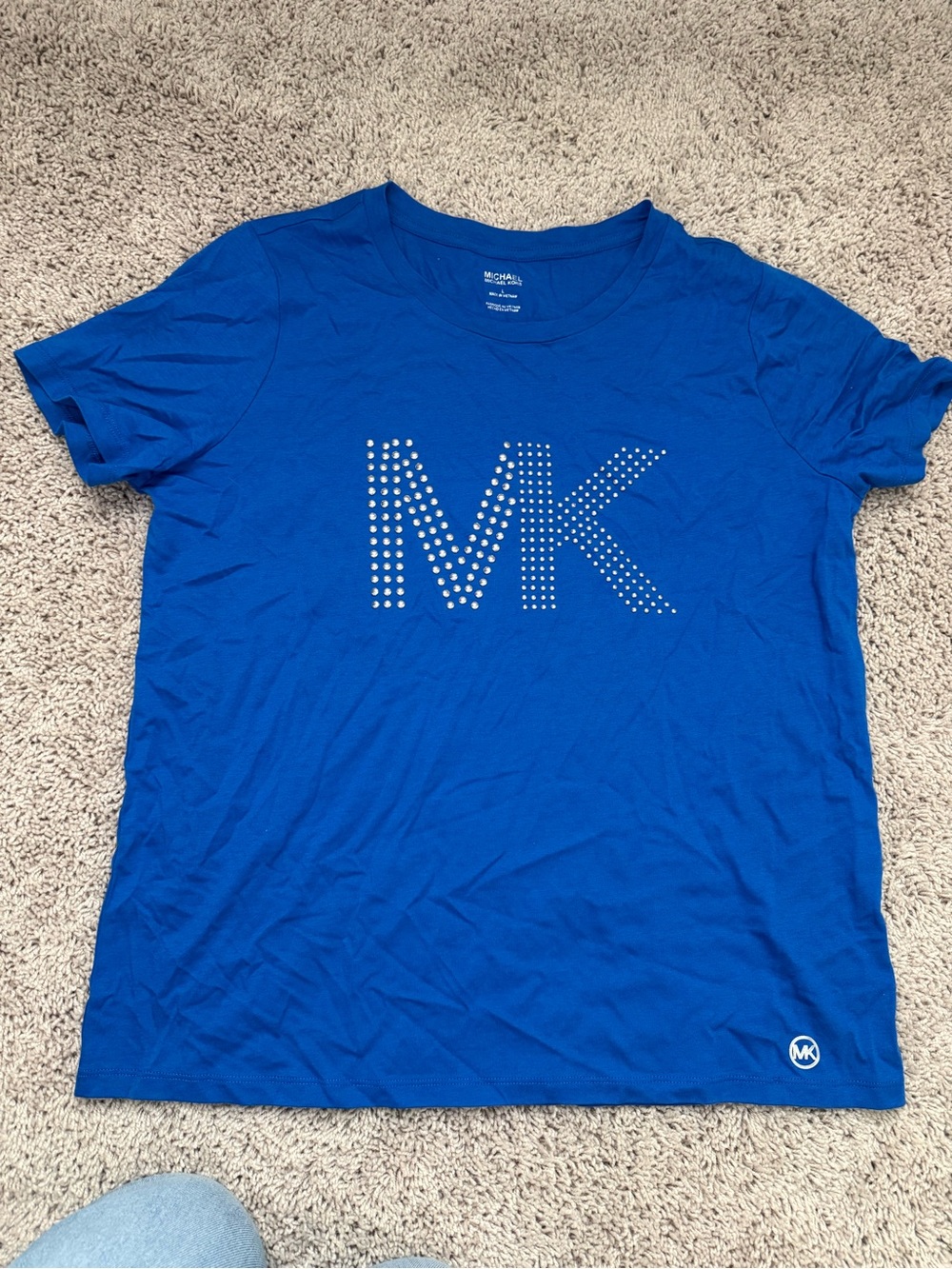 Michael Kors Royal Blue Studded MK Logo Tee
